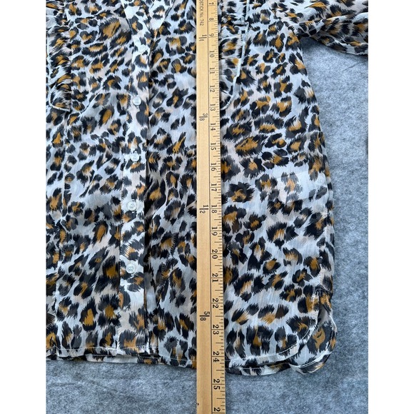 THESHIRT Rochelle Behrens The Madeline‎ Shirt Leopard Ruffle Long Sleeve - Picture 4 of 7